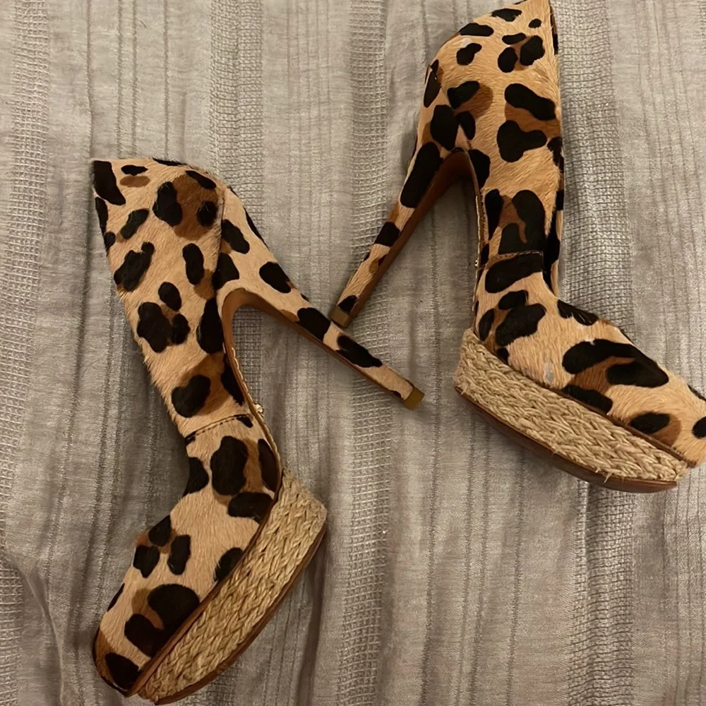 Schutz Leopard Print Calf Hair Pumps